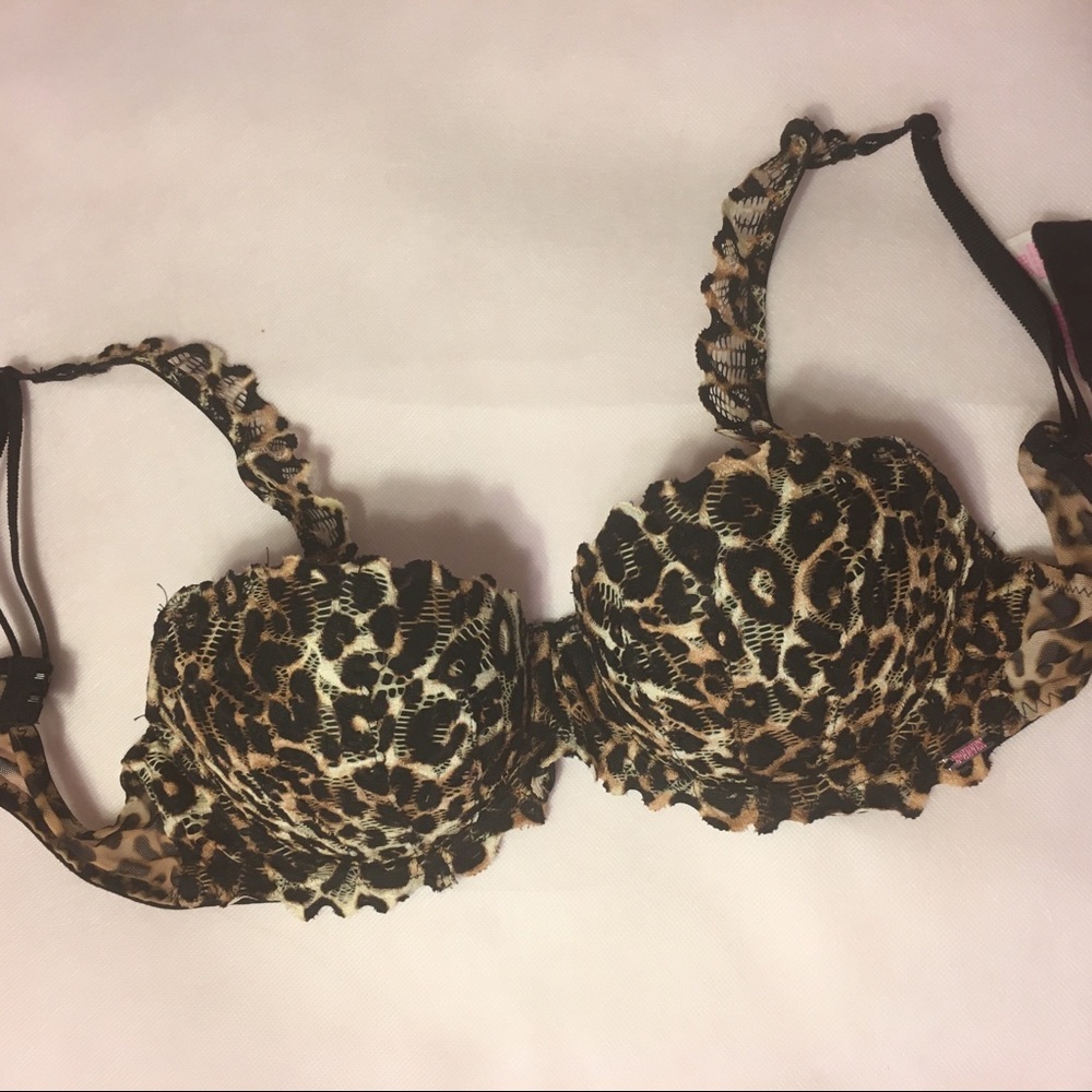 Leopard print push up bra